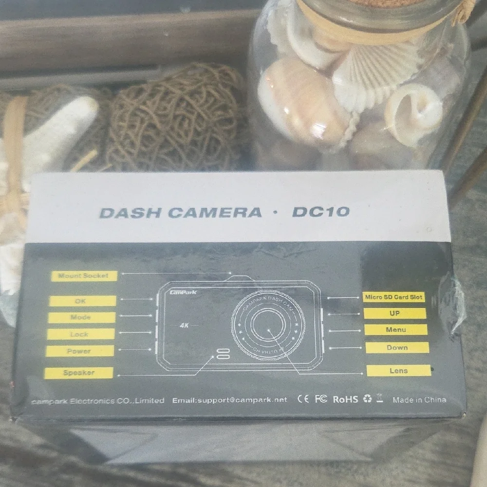 4K Ultra HD Black Dash Camera with Wide Angle Lens